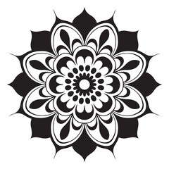 Decorative mandala pattern minimal black and white design
