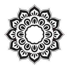 Decorative mandala pattern minimal black and white design
