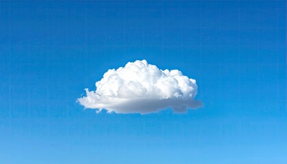 Single Fluffy White Cumulus Cloud Floating in a Vast Clear Blue Sky on a Sunny Day