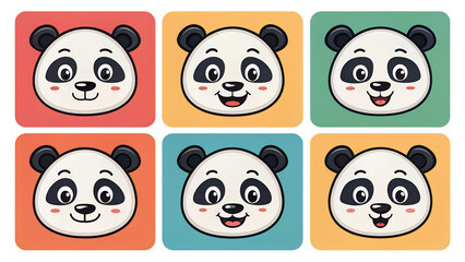 Obraz premium icon style panda face illustration