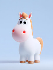Naklejka premium Horse Year IP cute white cartoon horse full body render