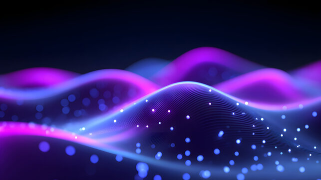 Futuristic tech background made of glowing particle lines - Powered by Adobe