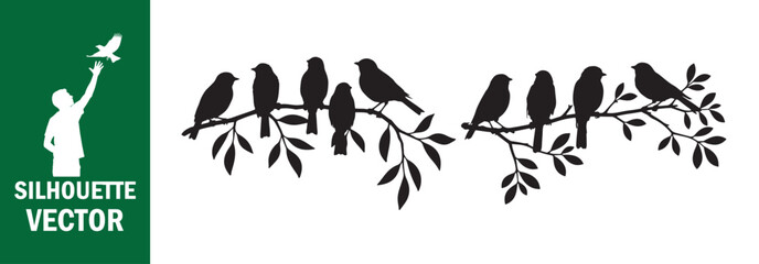 Extended Birds on Branches Silhouette Dividers