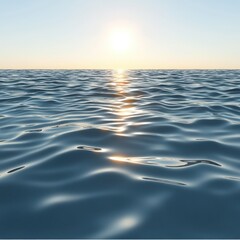 Azure Ocean Ripples Under a Radiant Sunlight in Afternoon Clear Sky Scenery with Light Reflecting off Water Surface Creates a Calming Nautical Impression