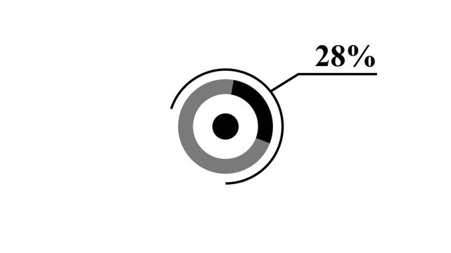 Circular infographic element showing 28 percent with segmented circle and connecting line percentage