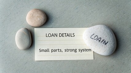 Stones and Note with Loan Details on Gray Background for Financial Concepts and Business Communications