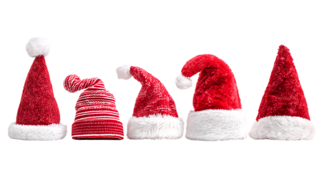 santa claus hats with white background 