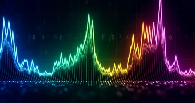 Vibrant Audio Spectrum with Binary Code Visualization