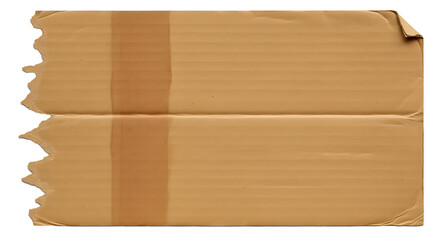 Torn Brown Cardboard PNG, Aged Corrugated Cardboard Piece, Textured Packing Cardboard, Isolated Brown Cardboard Sheet, Vintage Worn Cardboard Graphic