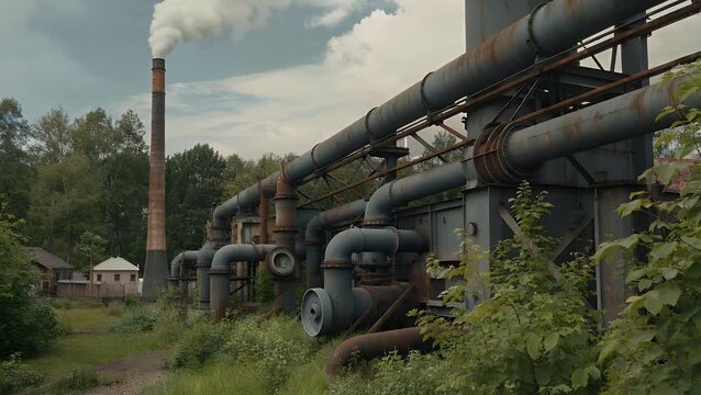 illustration representing the field of environmental engineering with editable vector stroke design