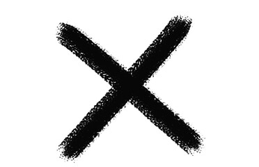 Black X mark on transparent background cross symbol represents wrong choice vote delete sign