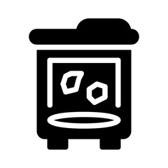 Garbage bin filled with trash, outlined in black. Suitable for environmental, waste management, recycling, pollution graphics.
