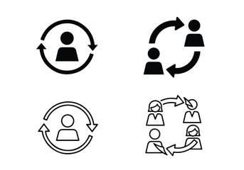 People flow icons circle arrows set - Vector icon symbol for website - Icon vector - Blue icon vector - Line and glyph solid icon set