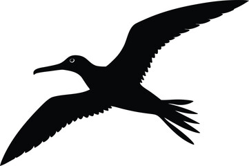 Flying Albatross Bird Silhouette Icon Isolated on White Background