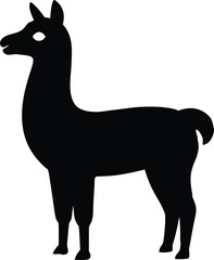Black Llama Silhouette Icon Isolated on White Background