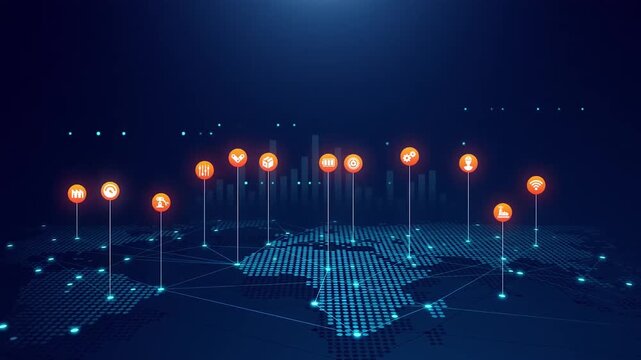 Futuristic digital growth graph Motion Loop Background Video Footage.