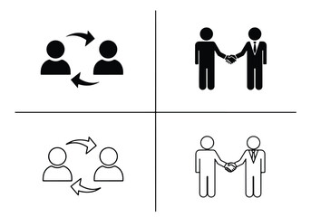 Business partnership and communication icon set - Vector icon symbol for website - Icon vector - Blue icon vector - Line and glyph solid icon set