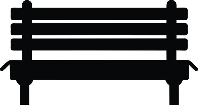 Park bench silhouette clip art vector illustration. Black silhouette of wooden park bench isolated on white background