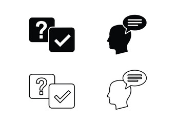 Question and answer icons silhouette and outline styles - Vector icon symbol for website - Icon vector - Blue icon vector - Line and glyph solid icon set