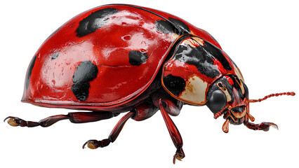 Red Ladybug Close Up Isolated on White Background