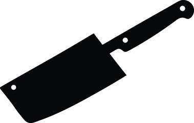 Black Silhouette of Butcher Cleaver Knife Icon Isolated on White Background