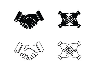 Handshake and teamwork icons for business and collaboration - Vector icon symbol for website - Icon vector - Blue icon vector - Line and glyph solid icon set