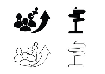 Business growth and direction icons set - Vector icon symbol for website - Icon vector - Blue icon vector - Line and glyph solid icon set