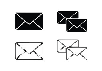 Set of mail envelope icons simple graphic symbols - Vector icon symbol for website - Icon vector - Blue icon vector - Line and glyph solid icon set