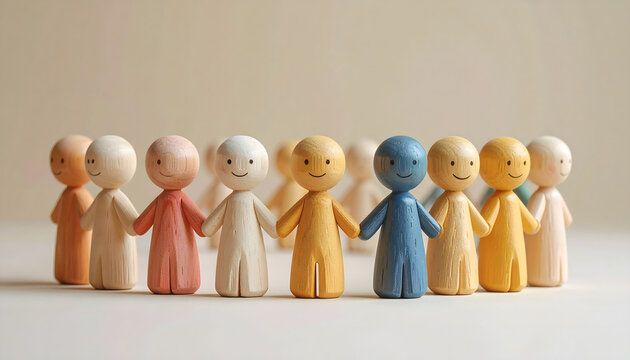 Diverse and United A Colorful Group of Figurines Representing Unity and Community