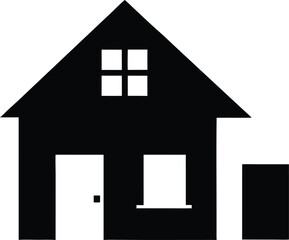 House Icon Vector Silhouette, Minimalist House Outline Clip Art Vector