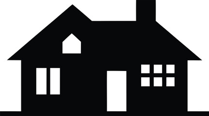 House Icon Vector Silhouette, Minimalist House Outline Clip Art Vector