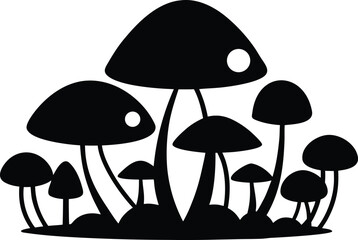 Mushrooms silhouette, Mushroom silhouette vector, Mushroom icon, Mushrooms silhouette vector illustration