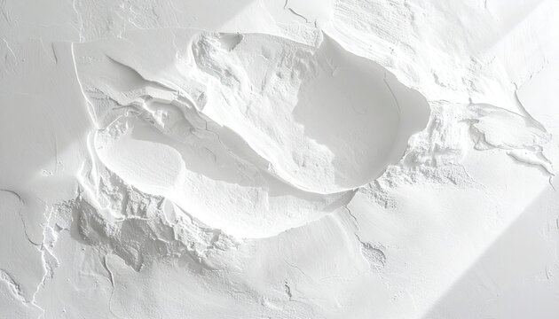Abstract White Textured Surface with Deep Shadows and Dramatic Top Down Lighting Accentuating Curves and Depressions