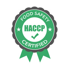 HACCP hazard analysis critical control point, food safety certified vector badge icon logo.
