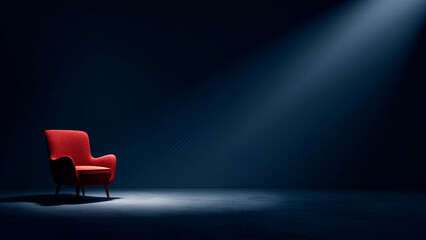 Red Armchair Under Spotlight