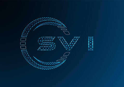 SVI low poly letter logo vector design. SVI lower poly logo design. Low poly logo.