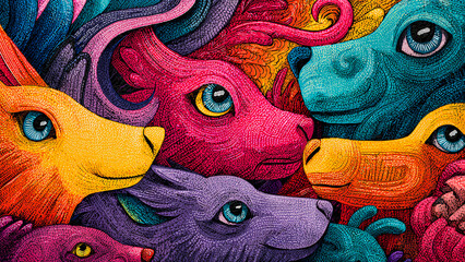 Obraz premium Surreal Stylized Animal Faces