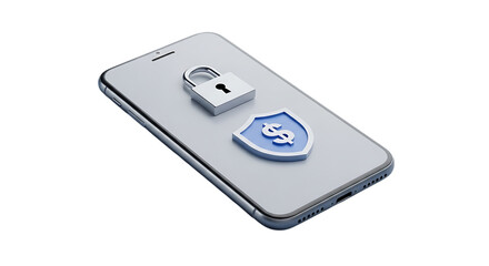 Fototapeta premium Secure mobile banking with digital protection on phone for financial safety