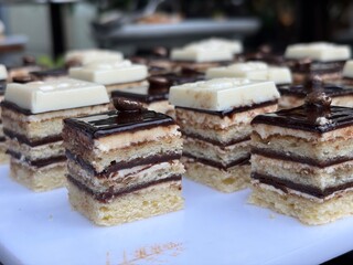 Chocolate pastry kept on white plate