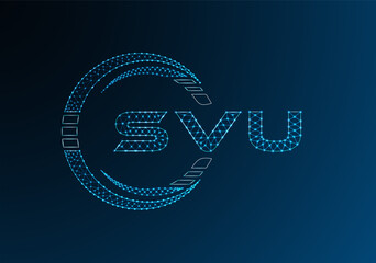 SVU low poly letter logo vector design. SVU lower poly logo design. Low poly logo.