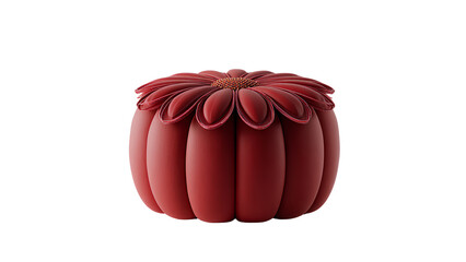 Burgundy Glossy Pumpkin-Inspired Ottoman