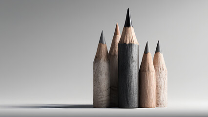 Elegant Close-Up of Neutral-Toned Colored Pencils