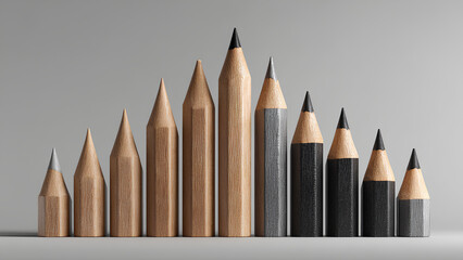 Symmetrical Pencil Arrangement with Wood and Black Contrast