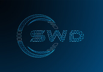 SWD low poly letter logo vector design. SWD lower poly logo design. Low poly logo.