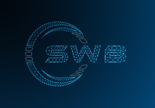 SWB low poly letter logo vector design. SWB lower poly logo design. Low poly logo.