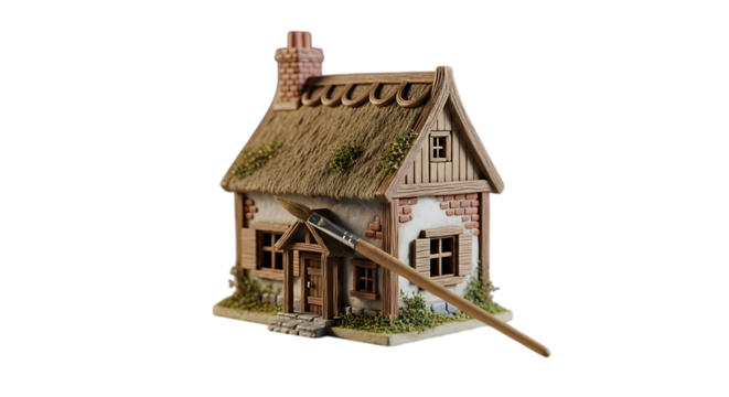 Charming cottagecore house miniature inspires creative painting and childhood dreams