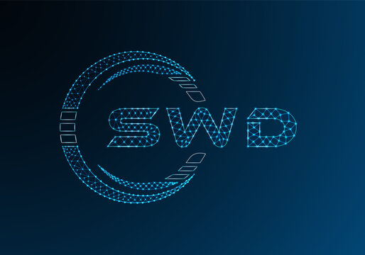 SWD low poly letter logo vector design. SWD lower poly logo design. Low poly logo.