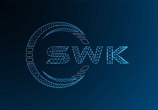 SWK low poly letter logo vector design. SWK lower poly logo design. Low poly logo.