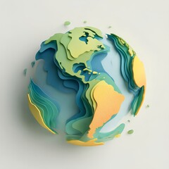 Layered Paper-Cut Earth Illustration