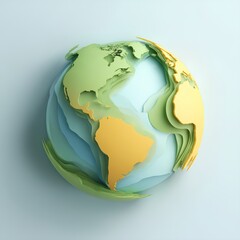 Eco Art of Global Continents in 3D Texture